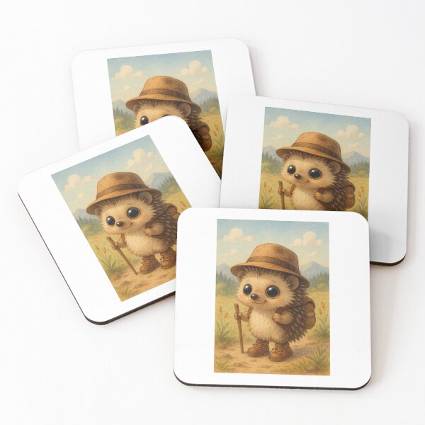 Item preview, Cute hedgehog with walking stick and backpack designed and sold by Personiq Kaleido.