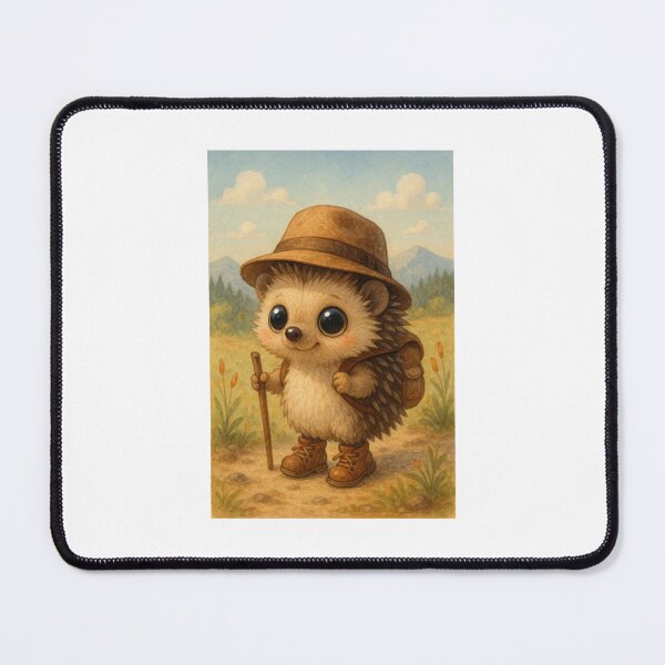 Item preview, Cute hedgehog with walking stick and backpack designed and sold by Personiq Kaleido.