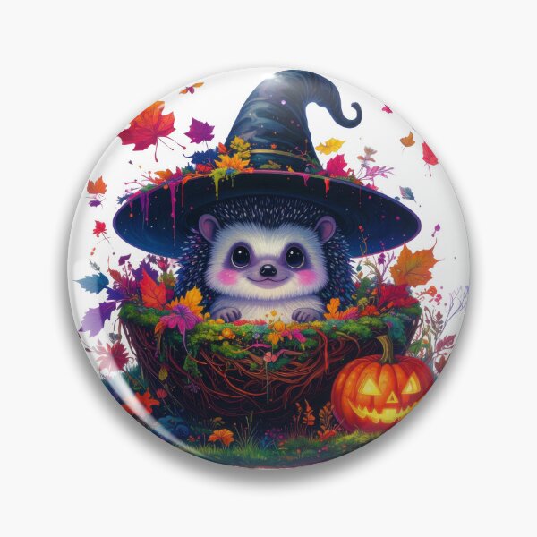 Item preview, Halloween Hedgehog in Witch Hat Nest designed and sold by PixeloraStudio.