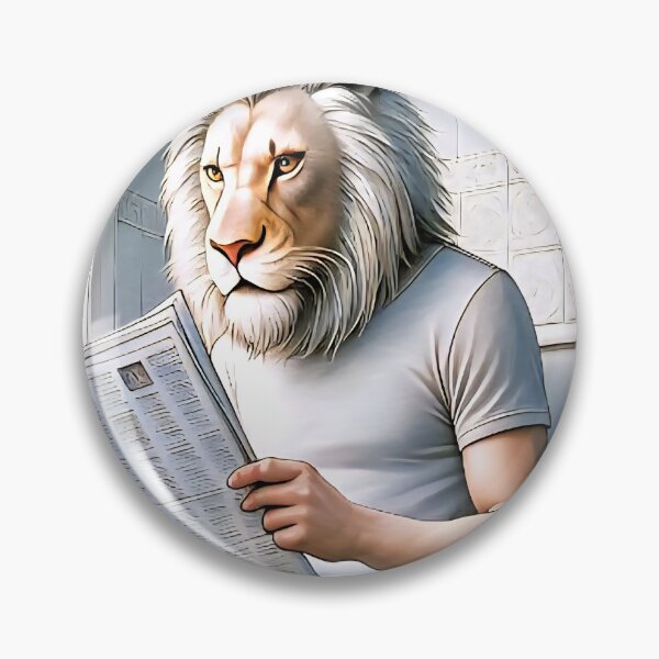 Item preview, Lion"Anthropomorphic Lion Bathroom Humor – Original Pen & Pencil Artwork Digitally Colorized" designed and sold by ReyDeLaCalle.