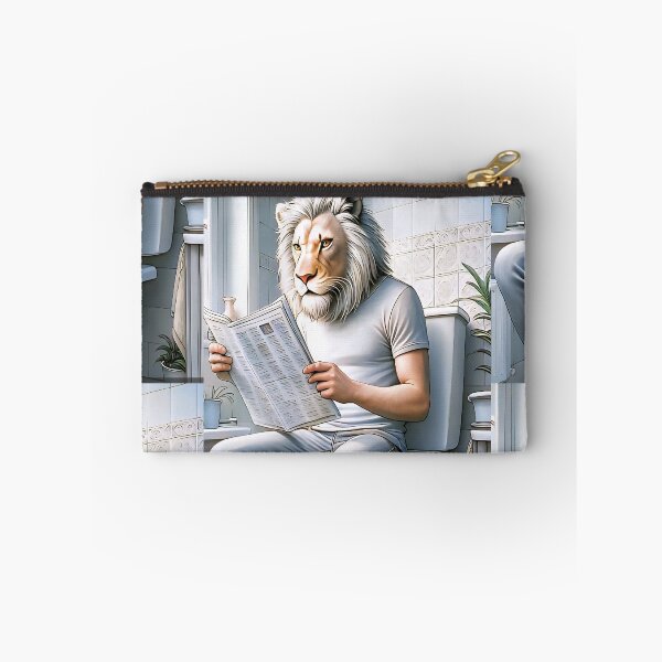 Item preview, Lion"Anthropomorphic Lion Bathroom Humor – Original Pen & Pencil Artwork Digitally Colorized" designed and sold by ReyDeLaCalle.