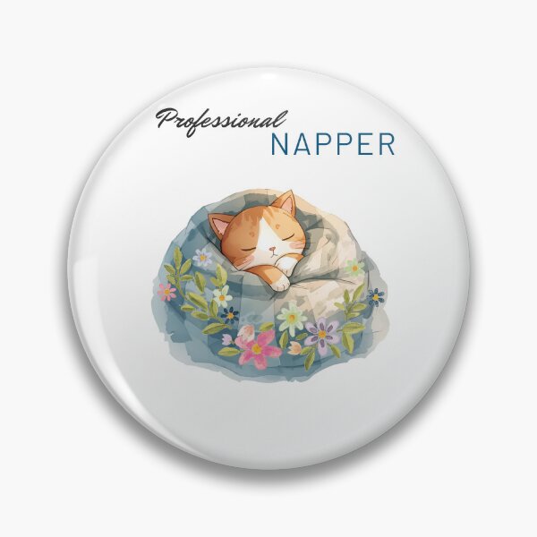 Item preview, Sleeping Cat Cartoon – Funny Saying “Professional Napper” Design designed and sold by Mewiii.