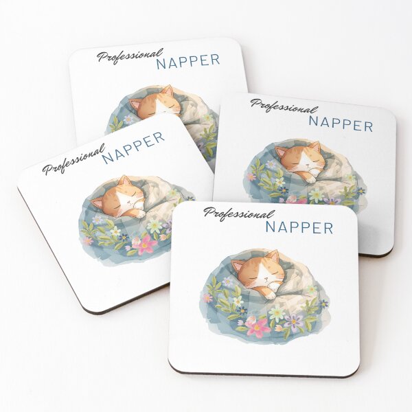 Item preview, Sleeping Cat Cartoon – Funny Saying “Professional Napper” Design designed and sold by Mewiii.