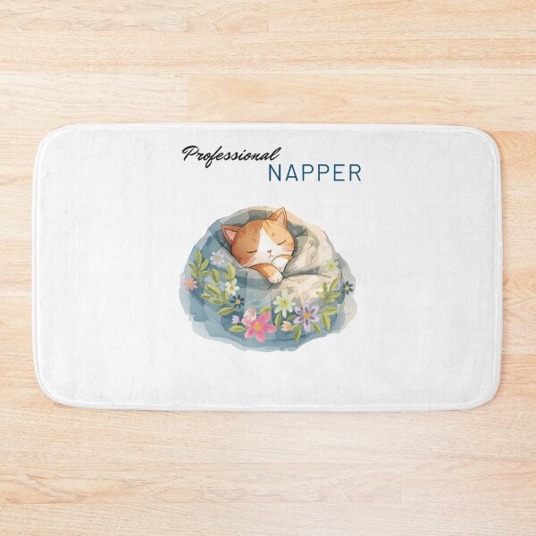 Item preview, Sleeping Cat Cartoon – Funny Saying “Professional Napper” Design designed and sold by Mewiii.