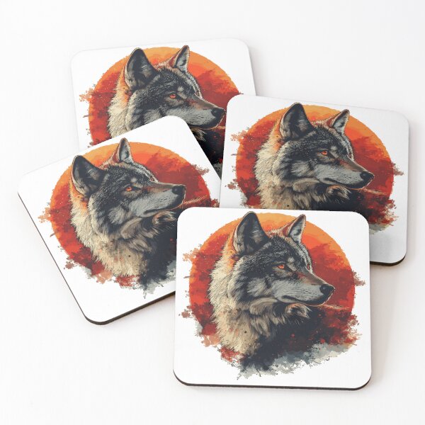 Item preview, Proud wolf in front of a red full moon designed and sold by Daagath.