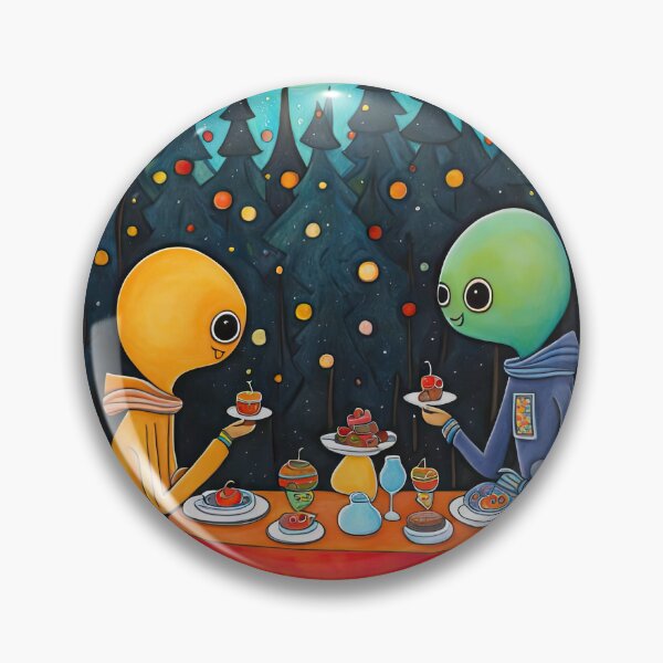 Item preview, Two Alien's wearing Hoodies having a romantic dinner on in the middle of a forest during autumn designed and sold by Colin Bentham.