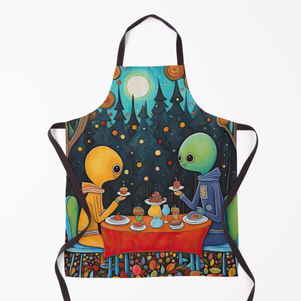 Item preview, Two Alien's wearing Hoodies having a romantic dinner on in the middle of a forest during autumn designed and sold by Colin Bentham.