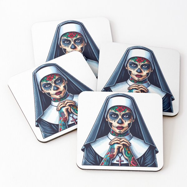 Item preview, Sugar Nun | Gothic Tattoo Day of the Dead Nun Artwork designed and sold by BadLlamaGraphics.