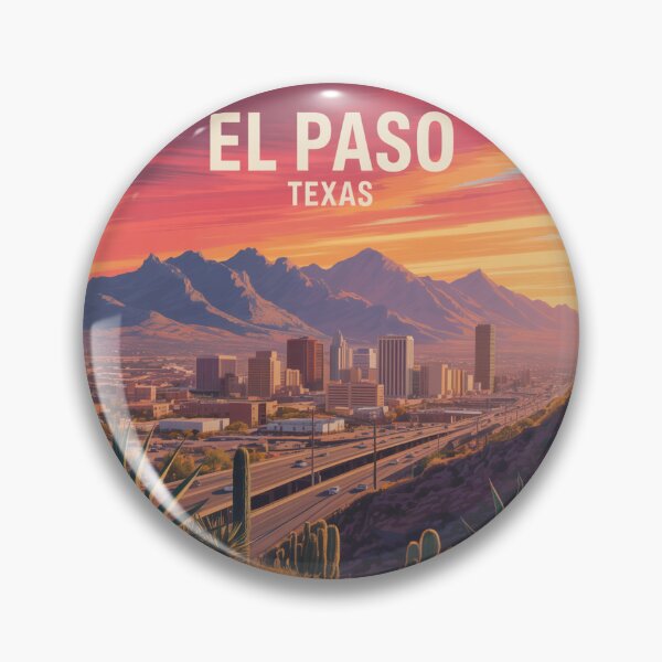 Item preview, El Paso Texas – Retro Sunset Desert Skyline Illustration – Vibrant Cityscape designed and sold by CircinusStore.