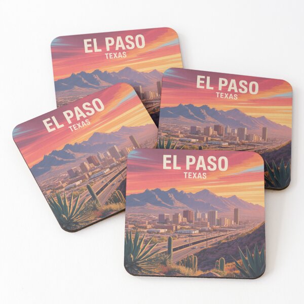 Item preview, El Paso Texas – Retro Sunset Desert Skyline Illustration – Vibrant Cityscape designed and sold by CircinusStore.