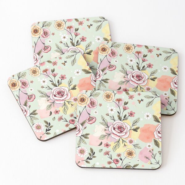 Item preview, Pastel Floral Seamless Pattern | Hand Drawn Roses and Daisies | Aesthetic Watercolor Botanical Design designed and sold by teesprinkle.