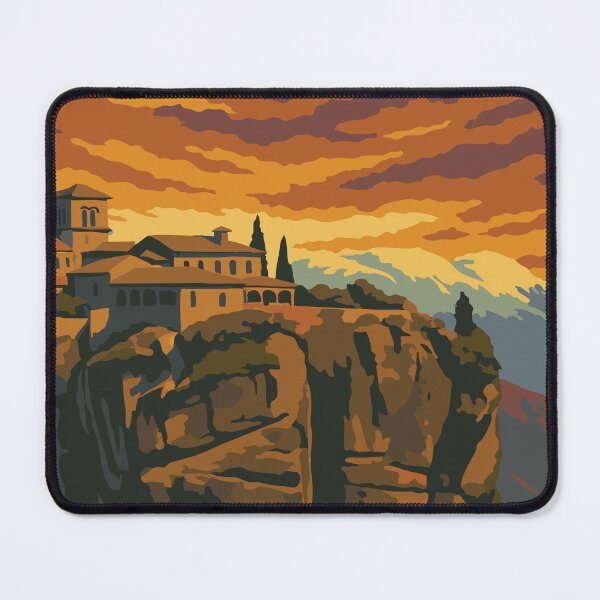 Item preview, Meteora Greece  Monastery and Dramatic Sunset over Cliffs designed and sold by ColorTherapy.