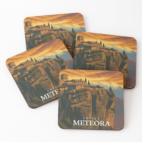 Item preview, Meteora Greece  Monastery and Dramatic Sunset over Cliffs designed and sold by ColorTherapy.