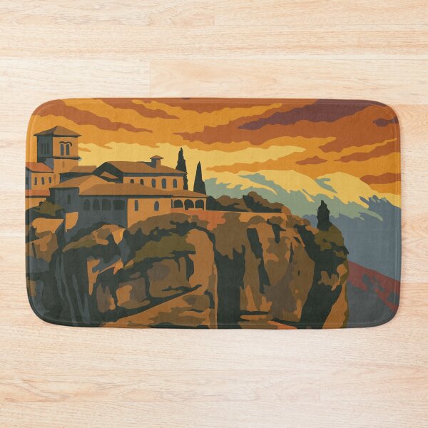 Item preview, Meteora Greece  Monastery and Dramatic Sunset over Cliffs designed and sold by ColorTherapy.