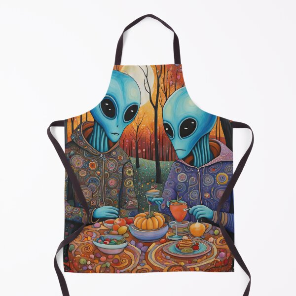 Item preview, Two Alien's wearing Hoodies having a romantic dinner on in the middle of a forest during autumn designed and sold by Colin Bentham.