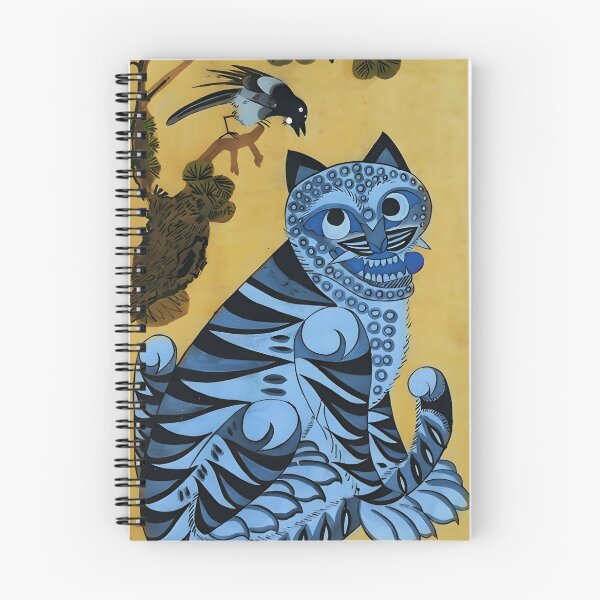 Item preview, Blue Tiger and Magpie – Minhwa (Hojak-do) Folk Art Repainted designed and sold by EmeraldeaArt.