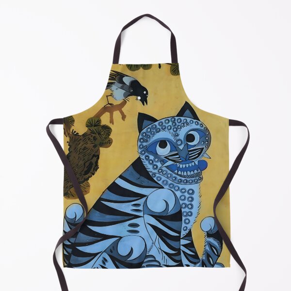 Item preview, Blue Tiger and Magpie – Minhwa (Hojak-do) Folk Art Repainted designed and sold by EmeraldeaArt.