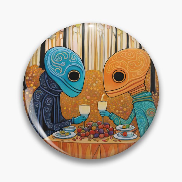 Item preview, Two Alien's wearing Hoodies having a romantic dinner on in the middle of a forest during autumn designed and sold by Colin Bentham.