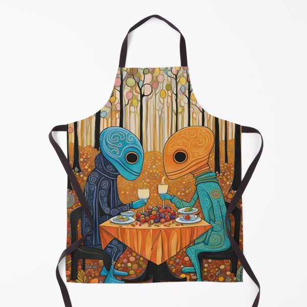 Item preview, Two Alien's wearing Hoodies having a romantic dinner on in the middle of a forest during autumn designed and sold by Colin Bentham.