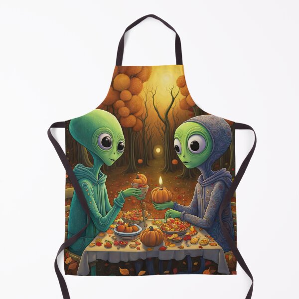 Item preview, Two Alien's wearing Hoodies having a romantic dinner on in the middle of a forest during autumn designed and sold by Colin Bentham.