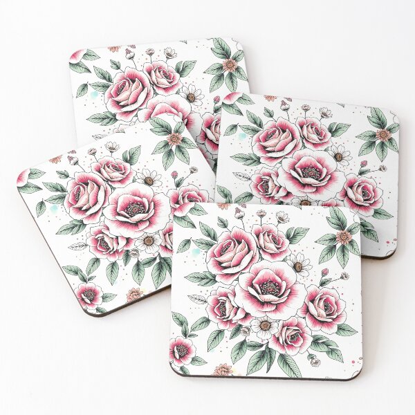Item preview,  Pastel Red Green Floral Seamless Pattern | Hand Drawn Roses and | Aesthetic Watercolor Botanical Design designed and sold by teesprinkle.