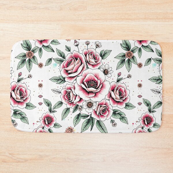 Item preview,  Pastel Red Green Floral Seamless Pattern | Hand Drawn Roses and | Aesthetic Watercolor Botanical Design designed and sold by teesprinkle.