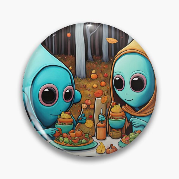Item preview, Two Alien's wearing Hoodies having a romantic dinner on in the middle of a forest during autumn designed and sold by Colin Bentham.