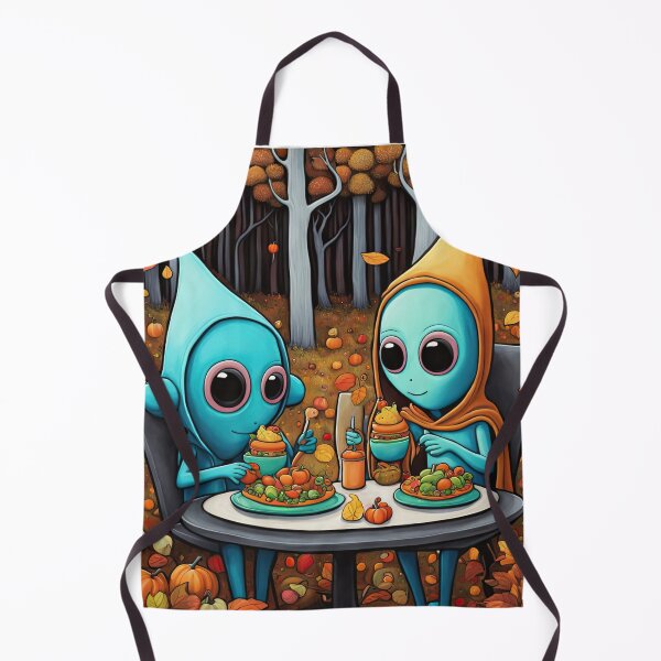 Item preview, Two Alien's wearing Hoodies having a romantic dinner on in the middle of a forest during autumn designed and sold by Colin Bentham.