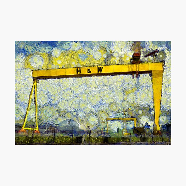 Starry Belfast Shipyard Photographic Print