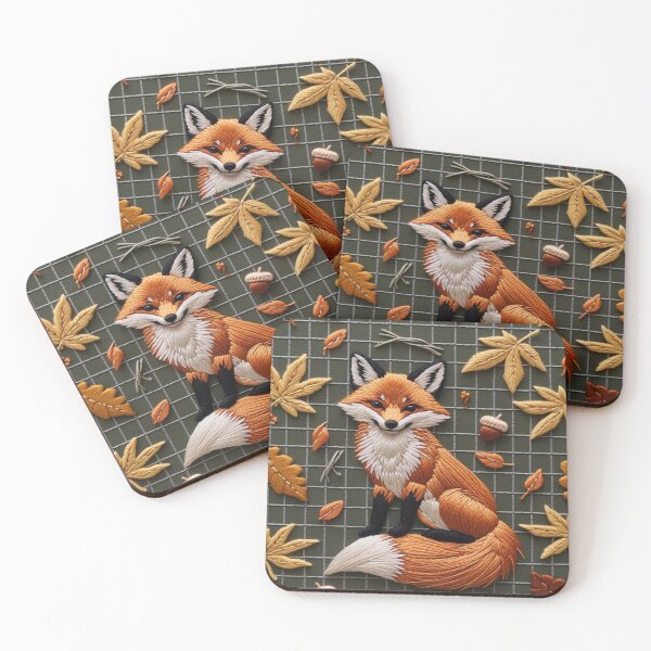 Item preview, Fox pattern embroidered with threads designed and sold by saly55887.