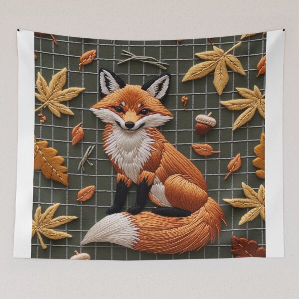 Item preview, Fox pattern embroidered with threads designed and sold by saly55887.