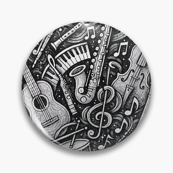Item preview, Black & White Doodle art with Musical Instruments! designed and sold by sks-ai-artist.