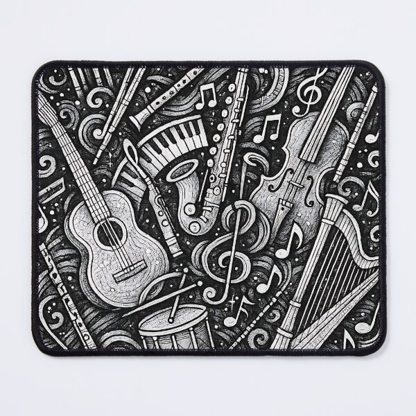 Item preview, Black & White Doodle art with Musical Instruments! designed and sold by sks-ai-artist.