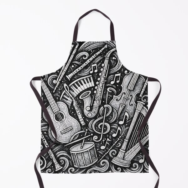 Item preview, Black & White Doodle art with Musical Instruments! designed and sold by sks-ai-artist.