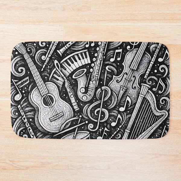 Item preview, Black & White Doodle art with Musical Instruments! designed and sold by sks-ai-artist.