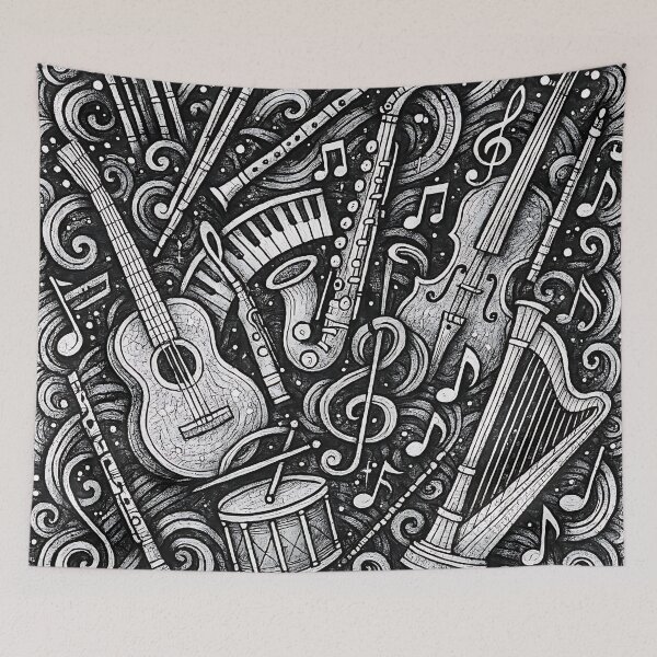 Item preview, Black & White Doodle art with Musical Instruments! designed and sold by sks-ai-artist.