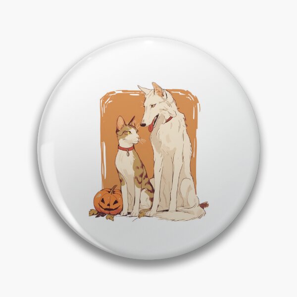 Item preview, Retro Halloween Cat and Dog with Pumpkins Illustration designed and sold by kotjapuhouse.