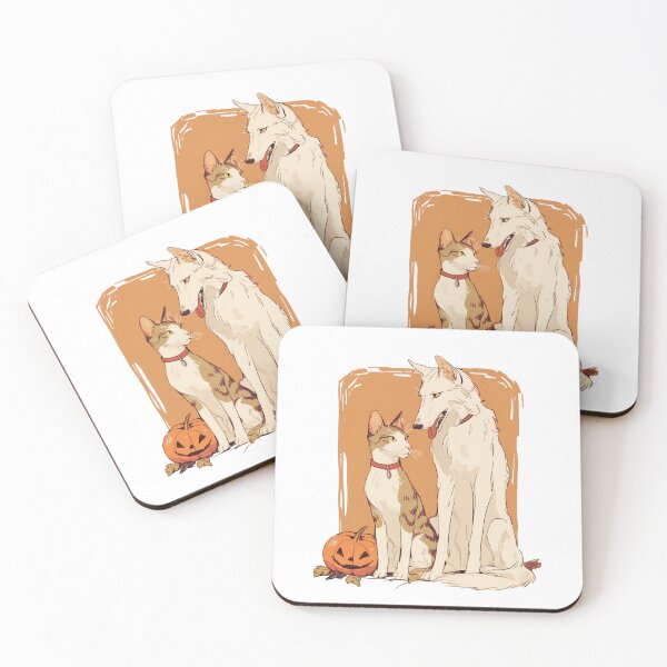 Item preview, Retro Halloween Cat and Dog with Pumpkins Illustration designed and sold by kotjapuhouse.