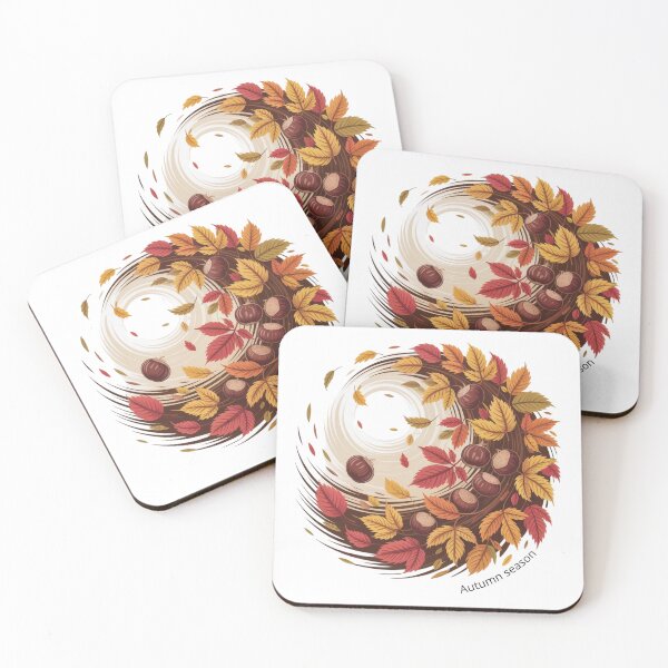 Item preview, Fall season leaves and chestnuts swirl  designed and sold by EmsiPrintVault.