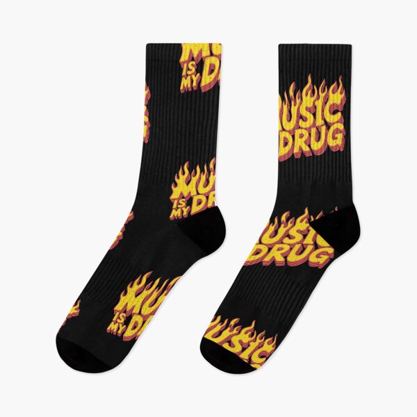 Item preview, Music Is My Drug Flame Typography Retro Design designed and sold by TipTop GFX.