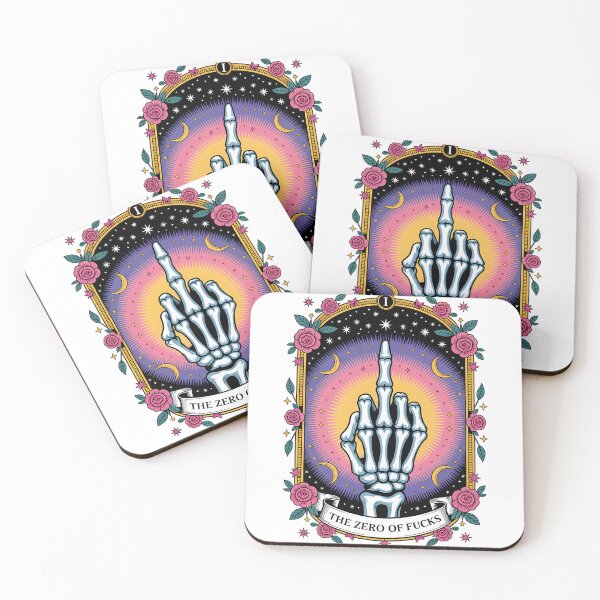 Item preview, The Zero of Fucks Tarot - Skeleton Middle Finger - Sarcastic Occult Art designed and sold by Charlietule.