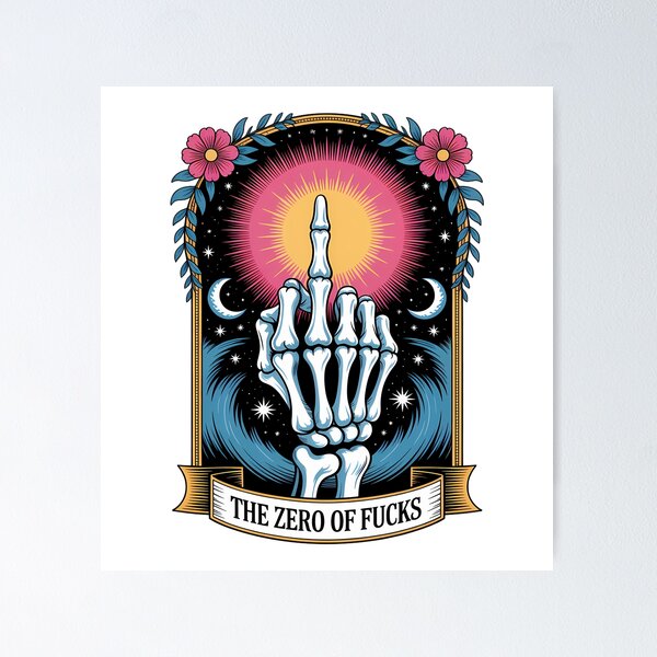 Item preview, The Zero of Fucks Tarot - Skeleton Hand - Dark Cosmic Humor designed and sold by Charlietule.