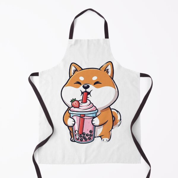 Item preview, Cute Shiba Inu Drinking Strawberry Boba Tea designed and sold by ChameloX.