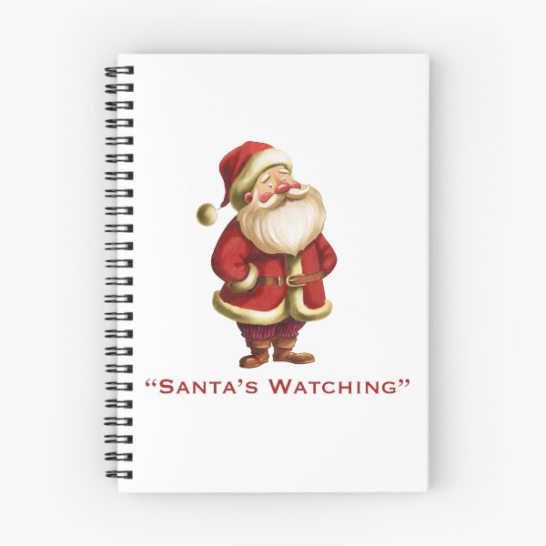 Item preview, Santa Claus in festive attire observing children, highlighting holiday spirit and anticipation during the Christmas season designed and sold by Ms. Iryna.