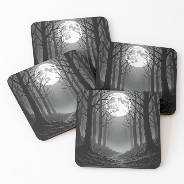 Item preview, Twisted dead forest with fog, full moon containing designed and sold by NoiseWear.