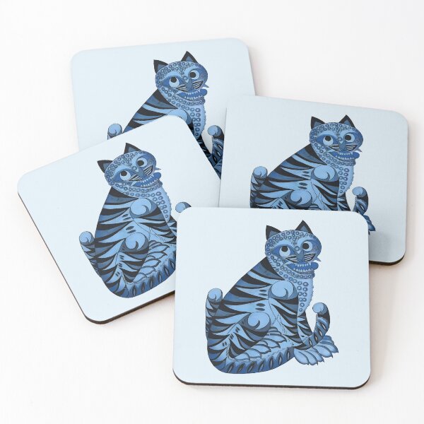 Item preview, Blue Tiger Cutout – Minhwa Hojak-do Korean Folk Art designed and sold by EmeraldeaArt.