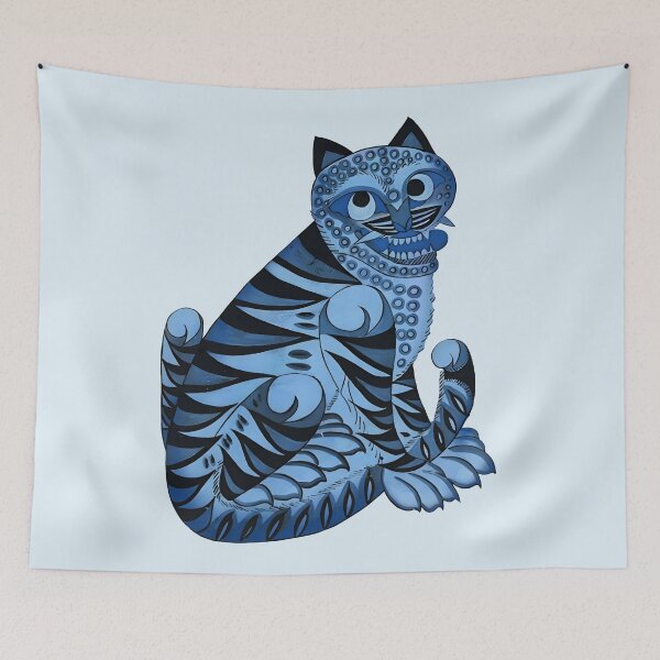 Item preview, Blue Tiger Cutout – Minhwa Hojak-do Korean Folk Art designed and sold by EmeraldeaArt.