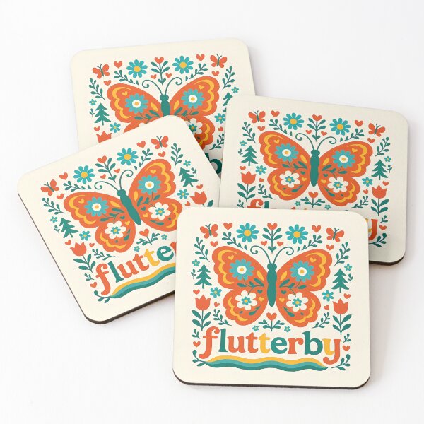 Item preview, Joyful Butterfly Flutterby - Whimsical Folk Art - Scandinavian Folk Art by heidiannemorris © designed and sold by FOLK ART FUSION by heidiannemorris.