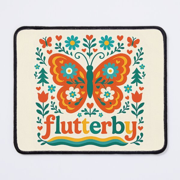 Item preview, Joyful Butterfly Flutterby - Whimsical Folk Art - Scandinavian Folk Art by heidiannemorris © designed and sold by FOLK ART FUSION by heidiannemorris.