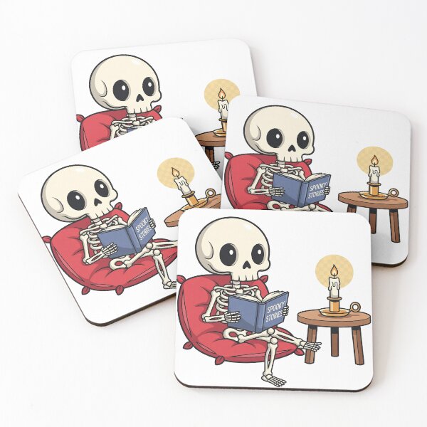 Item preview, Spooky Cute Skeleton Reading a Book by Candlelight designed and sold by ChameloX.